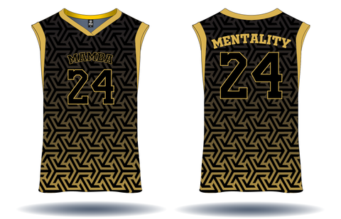 MAMBA MENTALITY Basketball Jersey (Black/Yellow)